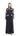 White Bloom black abaya with white thread embroidery on the upper portion, front view
