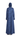 Teal blue floral jacquard abaya with contrasting blue piping, back view