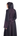Close-up of heritage-inspired artistic print on purple crepe abaya