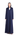 Lune blue crushed Nida blazer abaya with 3D logo button, front view