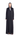 Lune black crushed Nida blazer abaya with 3D logo button, front view
