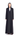 nk black blazer abaya with blue piping and Ghurz logo button, front view