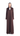 Lune coffee brown crushed Nida blazer abaya with 3D logo button, front view