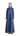 Teal blue floral jacquard abaya with contrasting blue piping, front view